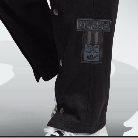 Adidas Blue Version Club Adibreak Black Loose Fit Snap Track Pants SZ 6 NWT - Picture 4 of 9